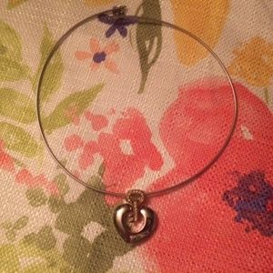Silver Tone Heart With Key Choker / Necklace